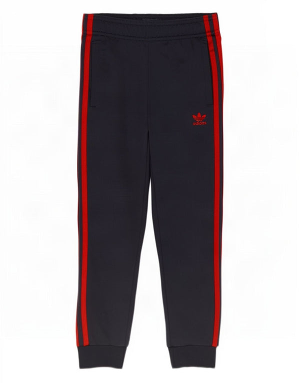Adidas Boys Tracksuit Trousers Joggers 7-8 Years Navy Blue Polyester