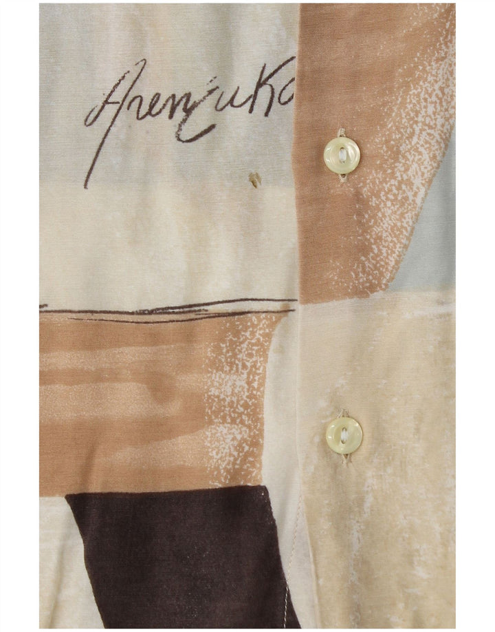 Criver Mens Shirt XL Beige Geometric Viscose