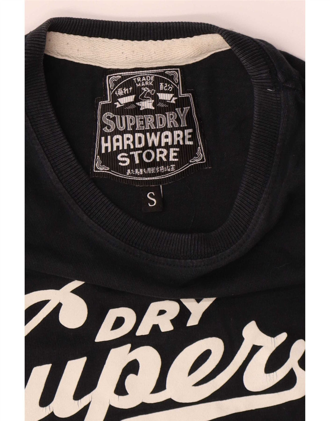 Superdry Mens Graphic T-Shirt Top Small Navy Blue Cotton