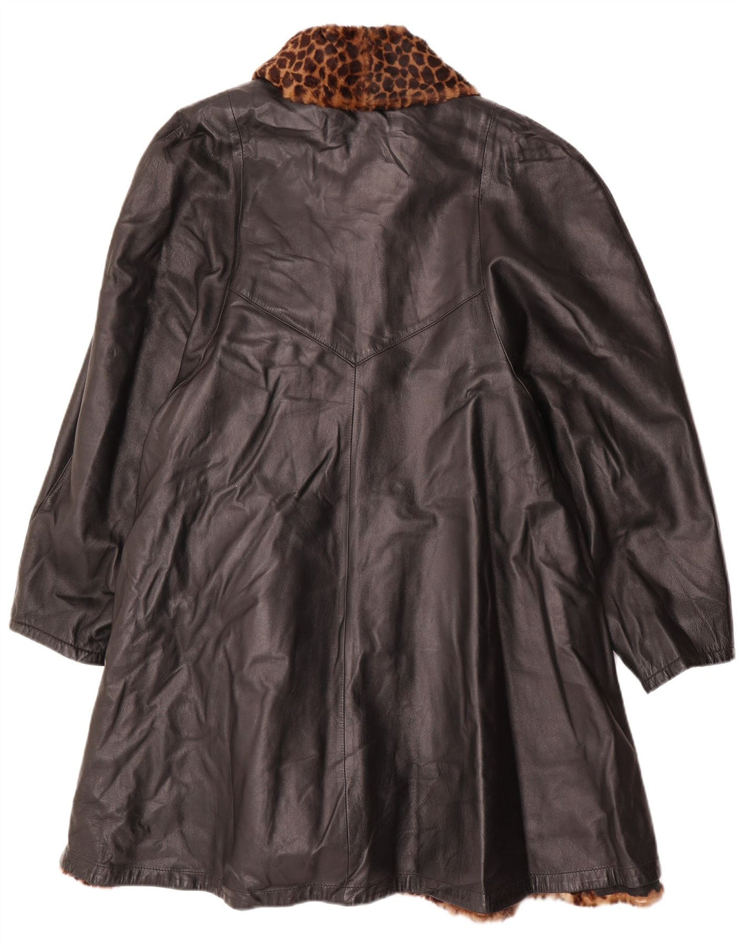 Vintage Womens Oversized Reversible Leather Coat IT 46 Large Black