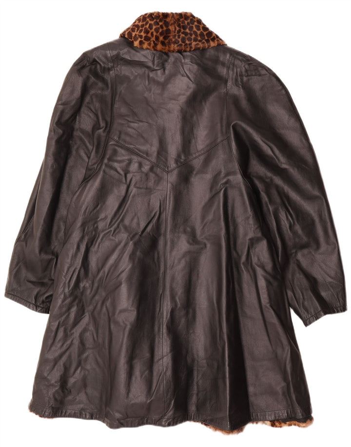 Vintage Womens Oversized Reversible Leather Coat IT 46 Large Black