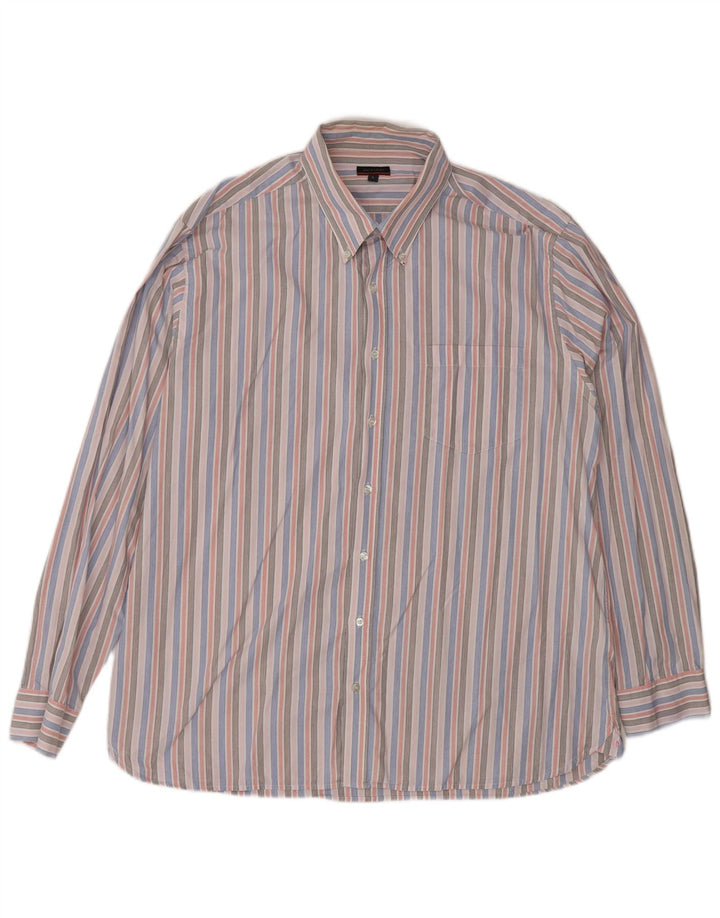 Pierre Cardin Mens Shirt Large Pink Striped Cotton