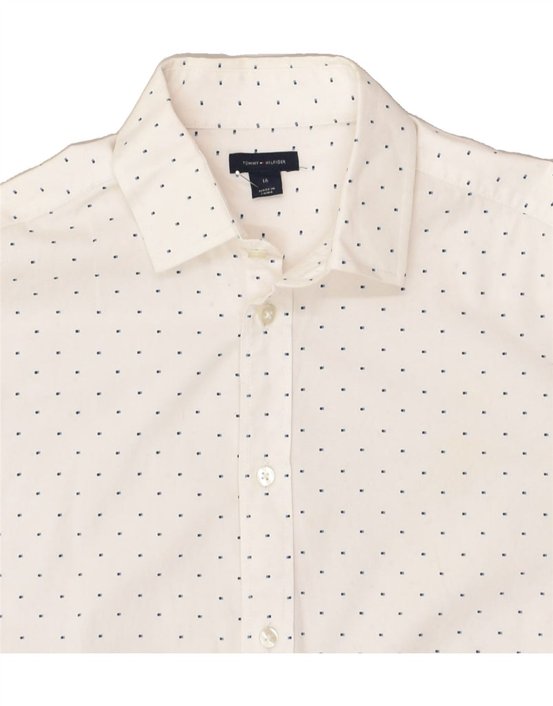 TOMMY HILFIGER Boys Shirt 15-16 Years White Polka Dot Cotton | Vintage Tommy Hilfiger | Thrift | Second-Hand Tommy Hilfiger | Used Clothing | Messina Hembry 