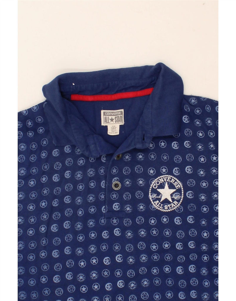 CONVERSE Mens Graphic Polo Shirt Medium Blue Cotton Vintage Converse and Second-Hand Converse from Messina Hembry 