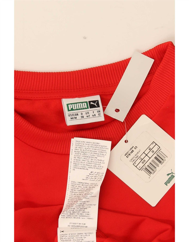 Puma Womens Graphic Sweatshirt Jumper UK 12 Medium Red Colourblock