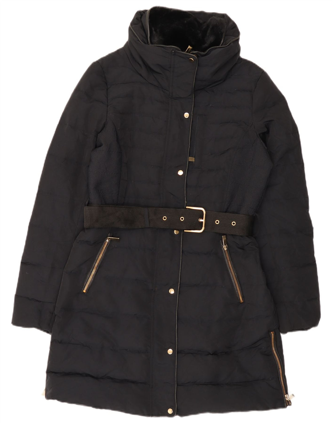 Zara Womens Padded Coat UK 14 Medium Black