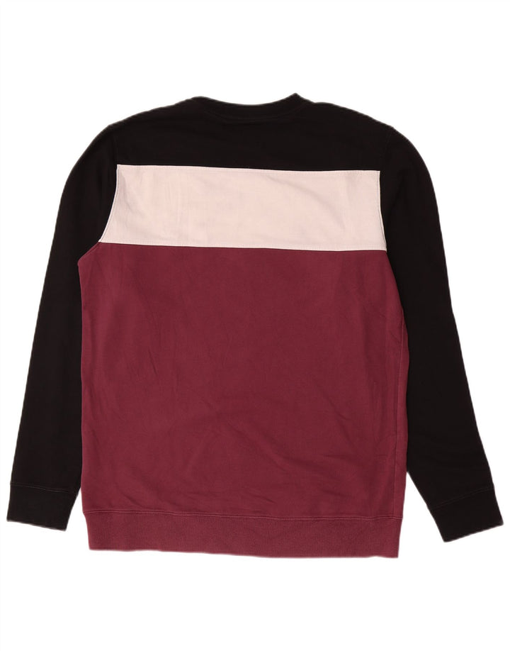Vans Mens Graphic Sweatshirt Jumper Medium Burgundy Colourblock Cotton