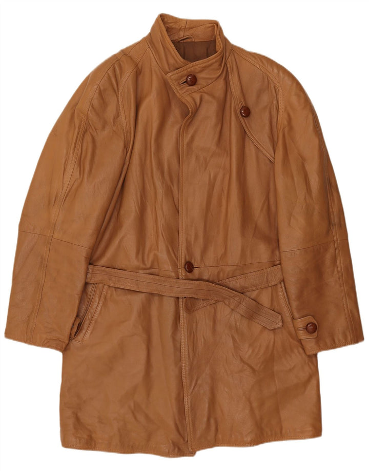 Vintage Mens Leather Coat IT 52 XL Brown Leather