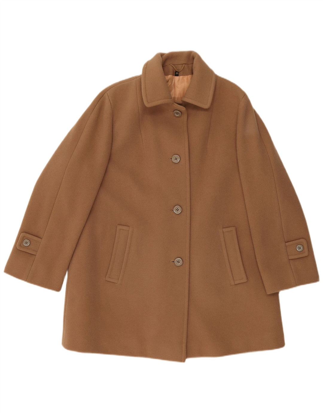 LAMPERT Womens Overcoat UK 20 2XL Brown Lambswool