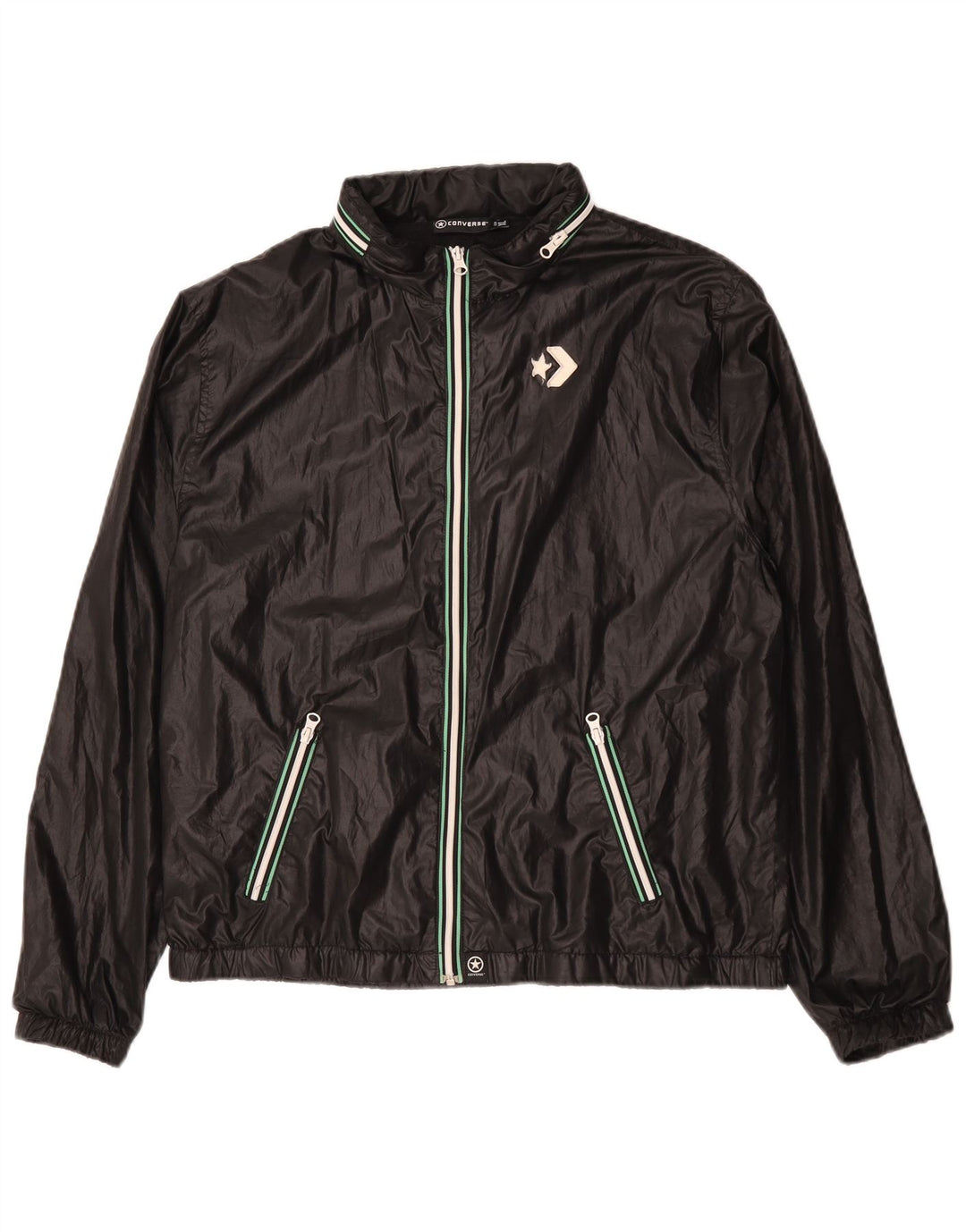 Converse Mens Windbreaker Jacket UK 42 XL Black Polyester