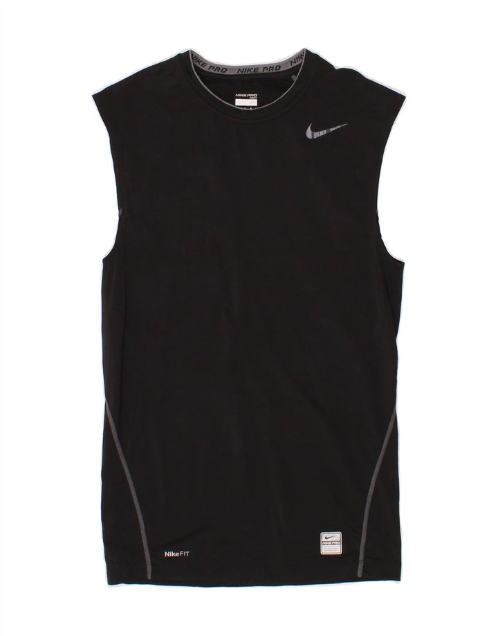 NIKE Womens Tight Fit Vest Top UK 12 Medium Black Polyester Vintage Nike and Second-Hand Nike from Messina Hembry 
