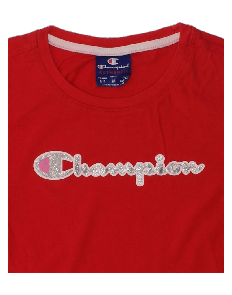 CHAMPION Girls Graphic T-Shirt Top 9-10 Years Medium  Red | Vintage Champion | Thrift | Second-Hand Champion | Used Clothing | Messina Hembry 