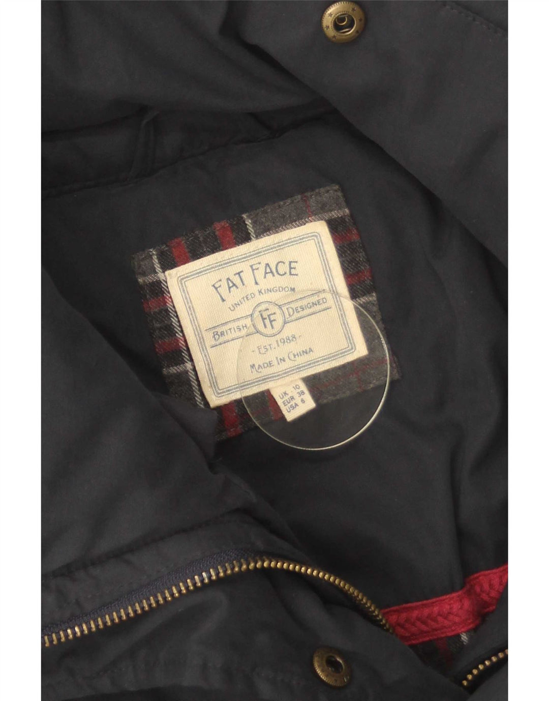 Fat Face Womens Padded Jacket UK 10 Small Navy Blue Polyester