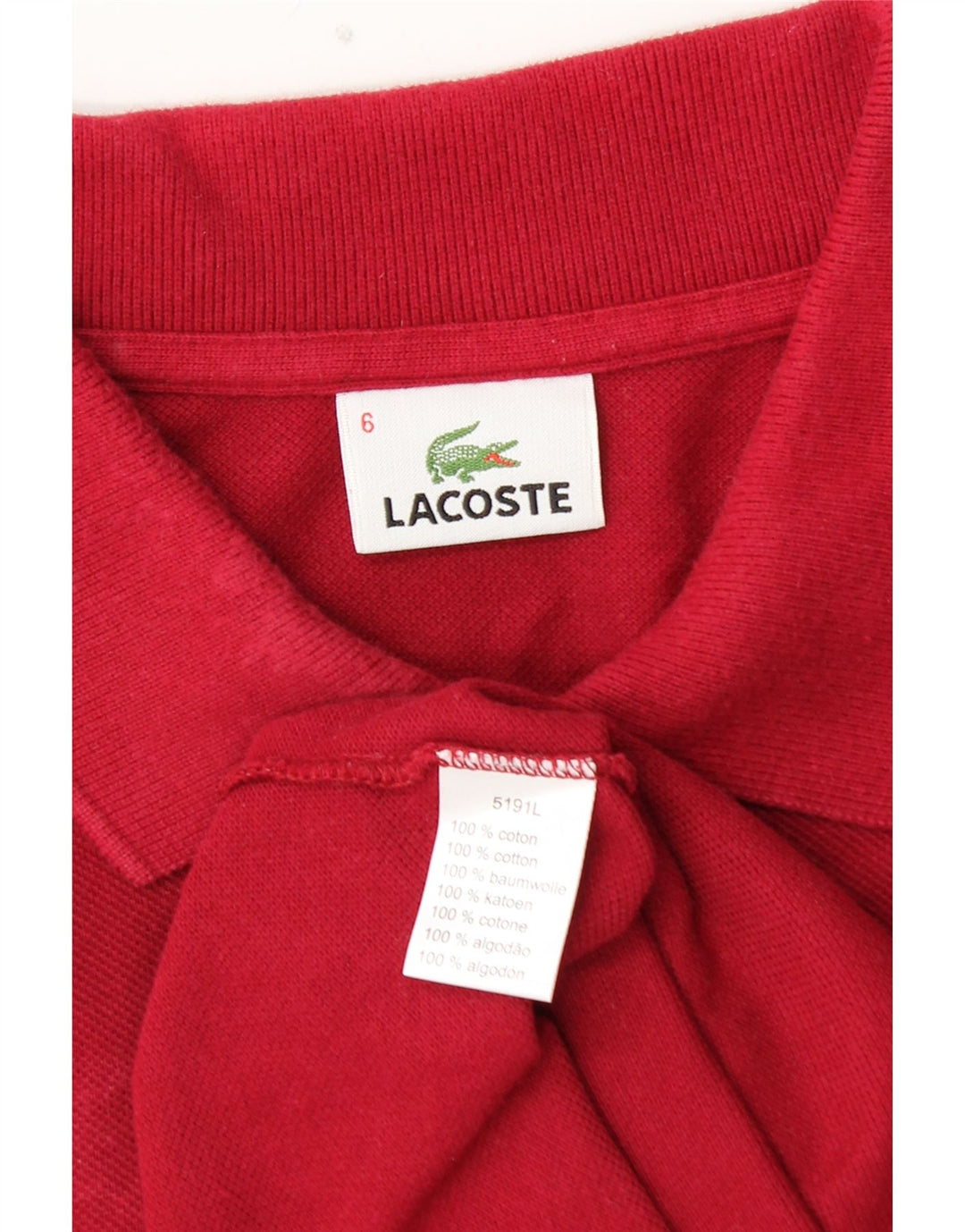 LACOSTE Mens Polo Shirt Size 6 XL Red Cotton