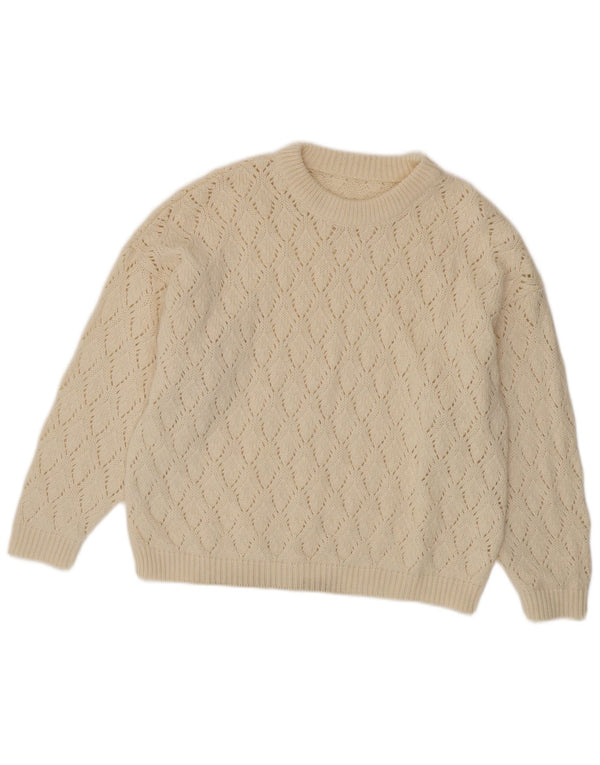 Vintage Womens Boat Neck Jumper Sweater UK 14 Large Off White