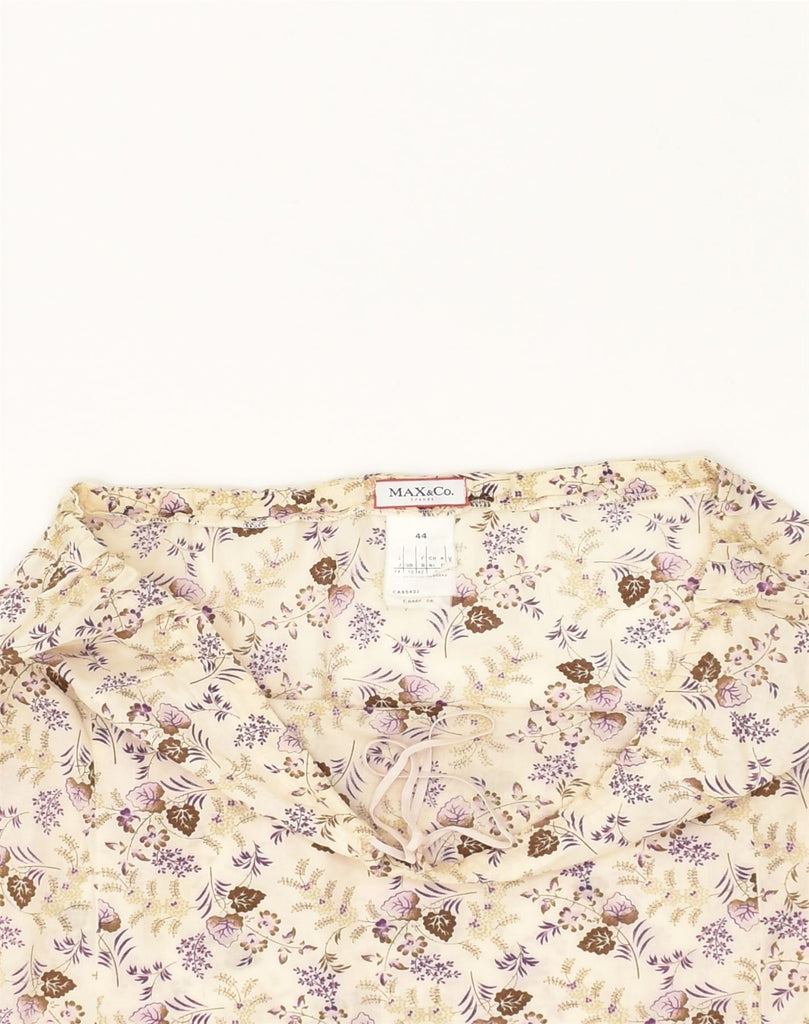 MAX & CO. Womens Straight Skirt UK 12 Medium W30 Beige Floral Cotton | Vintage Max & Co. | Thrift | Second-Hand Max & Co. | Used Clothing | Messina Hembry 