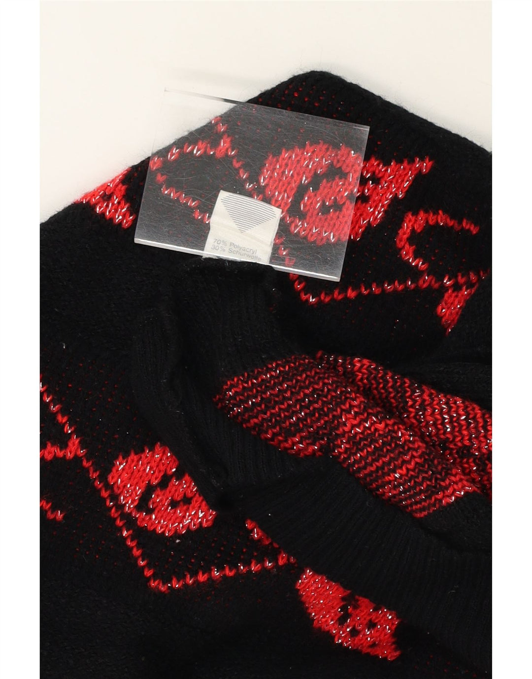 VINTAGE Womens Abstract Pattern Turtle Neck Jumper Sweater UK 18 XL Black Vintage Vintage and Second-Hand Vintage from Messina Hembry 