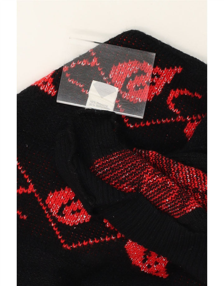 VINTAGE Womens Abstract Pattern Turtle Neck Jumper Sweater UK 18 XL Black Vintage Vintage and Second-Hand Vintage from Messina Hembry 