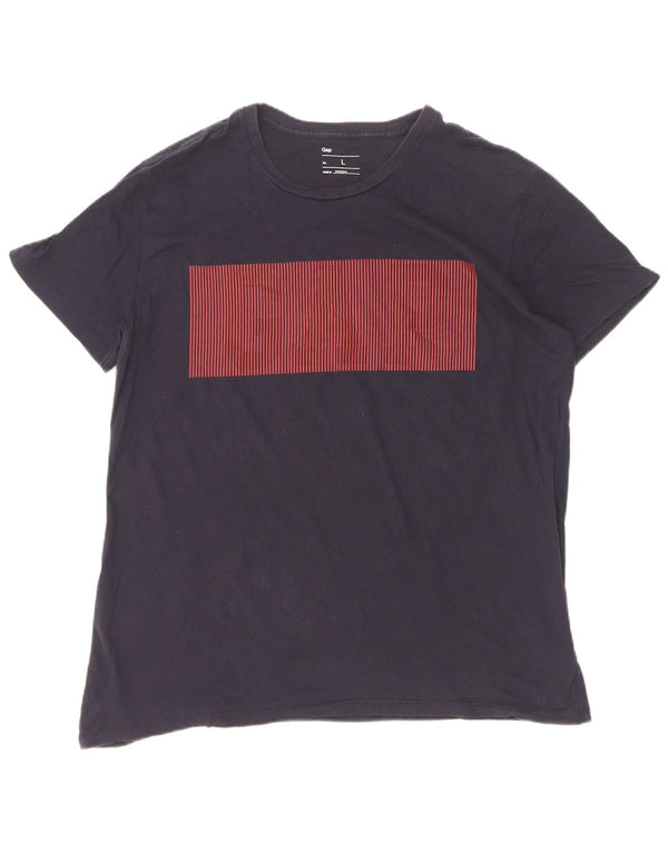 Gap Mens Graphic T-Shirt Top Large Navy Blue Cotton