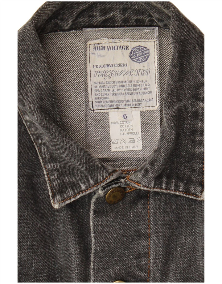 VINTAGE Mens Denim Jacket UK 38 Medium Grey Cotton