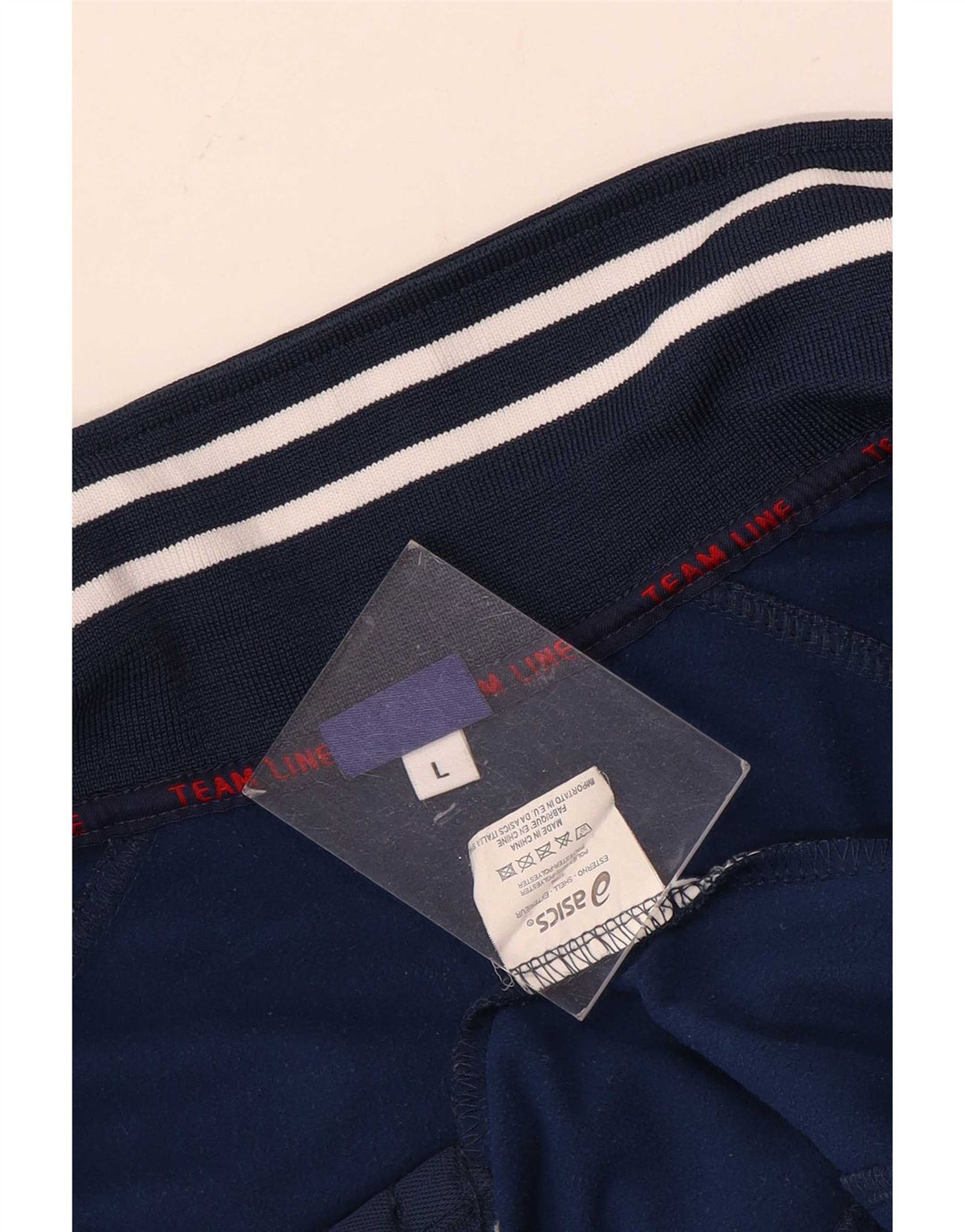 Asics Mens Tracksuit Top Jacket Large Navy Blue Colourblock Polyester