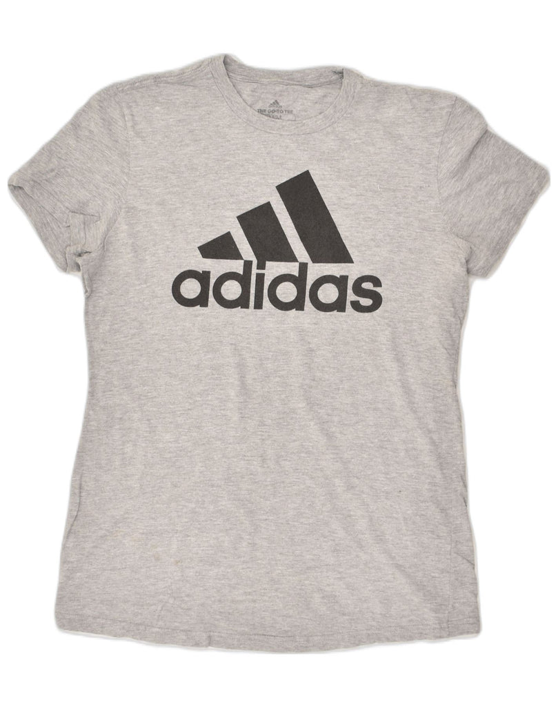 ADIDAS Womens Graphic T-Shirt Top UK 14 Medium Grey | Vintage Adidas | Thrift | Second-Hand Adidas | Used Clothing | Messina Hembry 