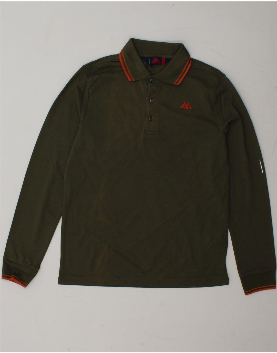 KAPPA Mens Long Sleeve Polo Shirt Small Khaki Cotton