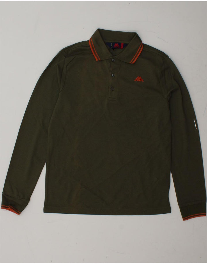 KAPPA Mens Long Sleeve Polo Shirt Small Khaki Cotton
