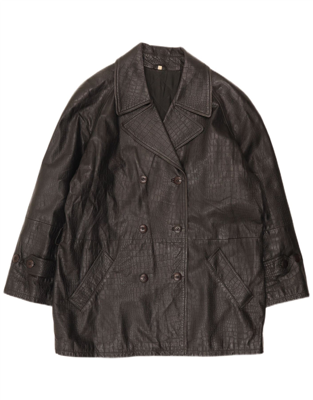 Conbipel Womens Double Breasted Coat IT 40 Small Black Animal Print