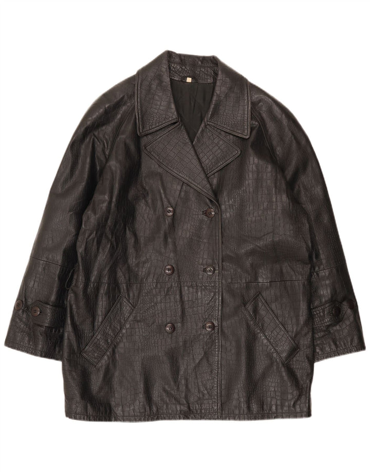 Conbipel Womens Double Breasted Coat IT 40 Small Black Animal Print