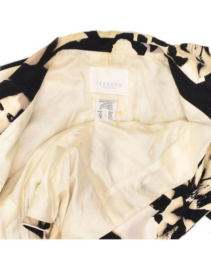 ICEBERG Womens Abstract Pattern 4 Button Blazer Jacket IT 42 Medium Beige | Vintage Iceberg | Thrift | Second-Hand Iceberg | Used Clothing | Messina Hembry 