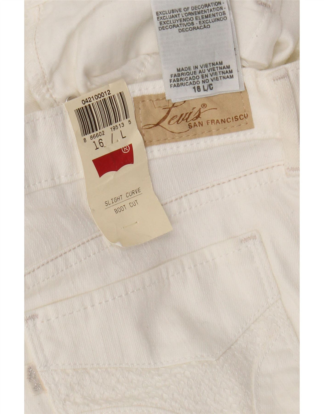 Levi's Womens Slight Curve Bootcut Jeans US 16 2XL W36 L33 White Cotton