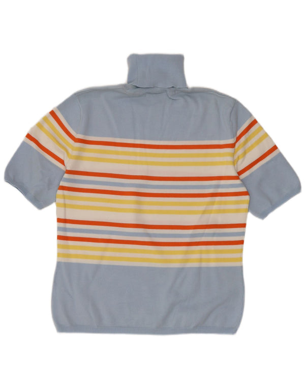 Tommy Hilfiger Womens Roll Neck Jumper Sweater UK 14 Large Blue Striped