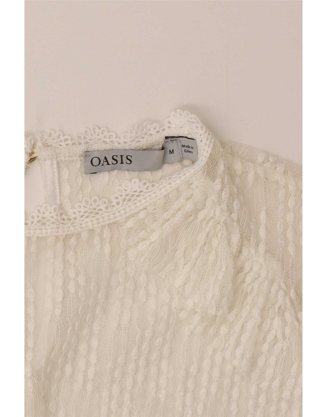 Oasis Womens Long Sleeve Lace See Through Top UK 14 Medium White