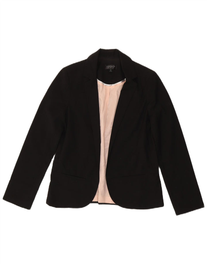 Topshop Womens Open Blazer Jacket UK 8 Small Black Polyester