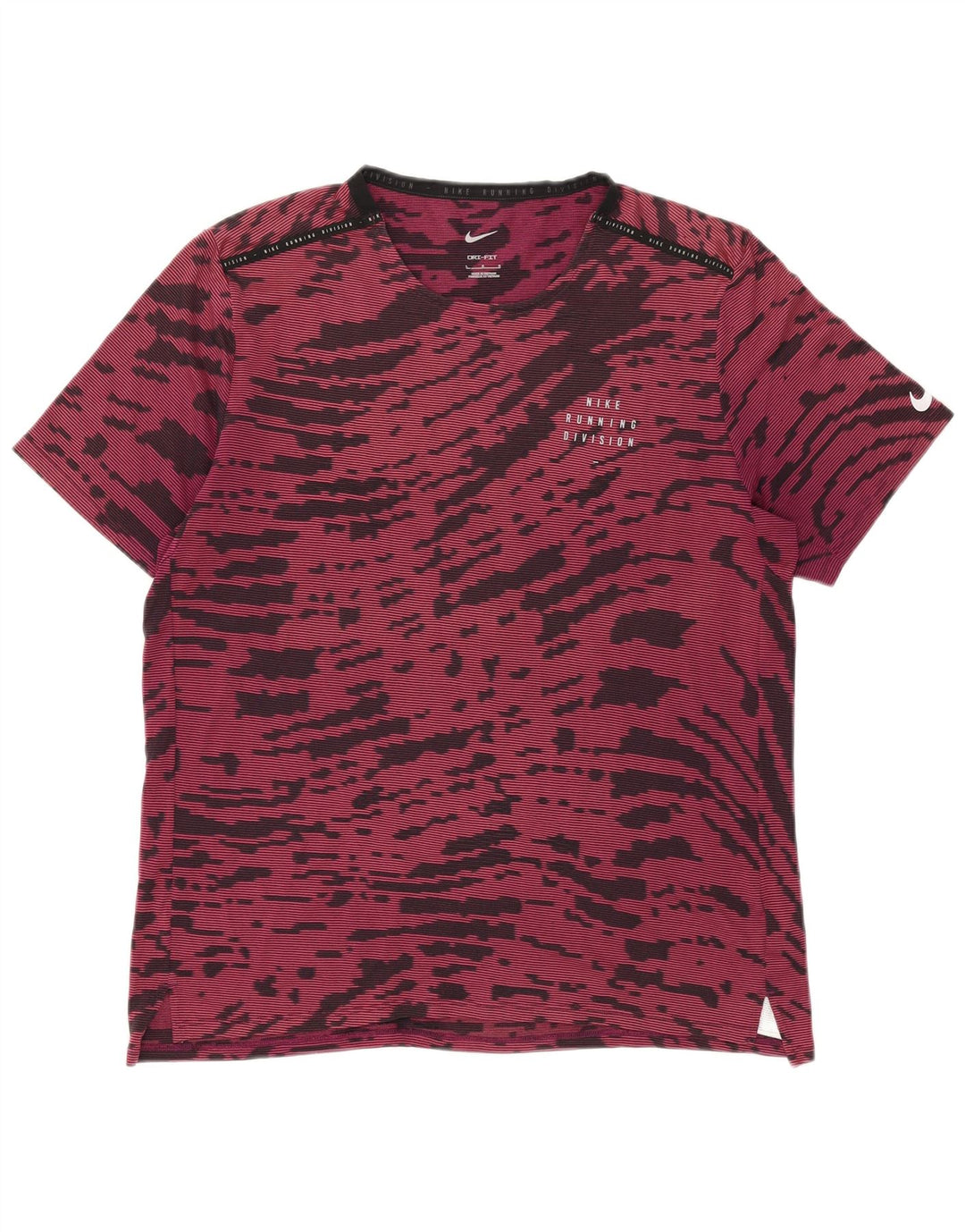 Nike Mens Dri Fit T-Shirt Top Large Burgundy Tie Dye Polyester