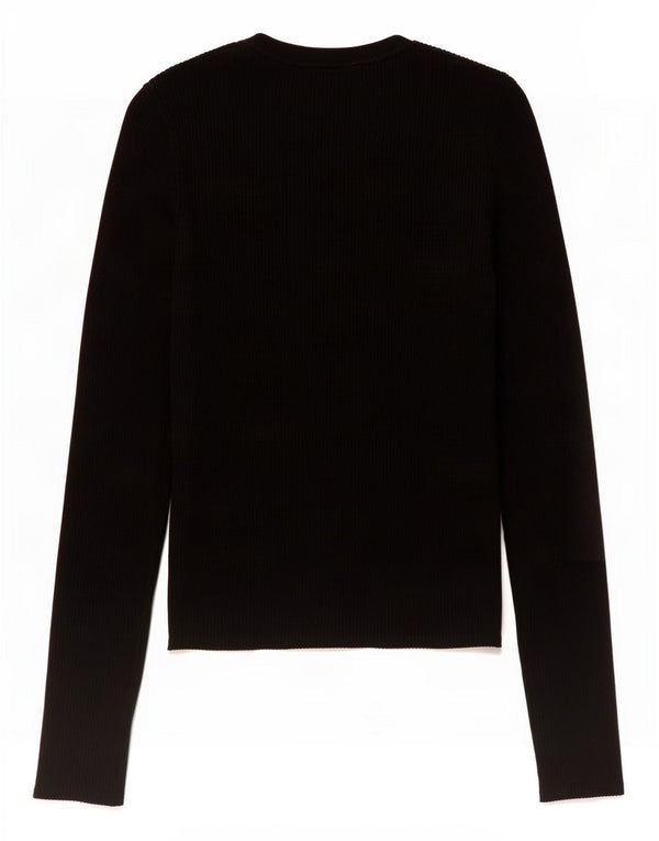 Zara Womens Crop Top Long Sleeve UK 12 Medium Black Viscose
