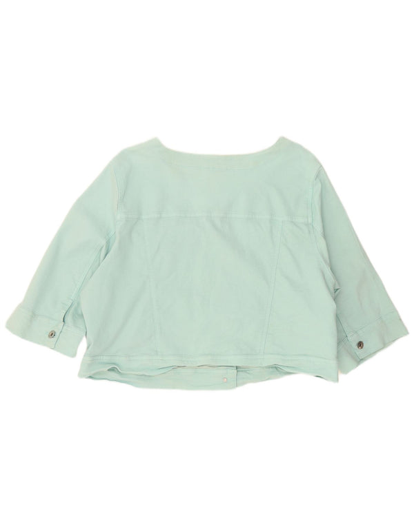 Marks & Spencer Womens Crop 3/4 Sleeve Denim Jacket UK 22 3XL Turquoise