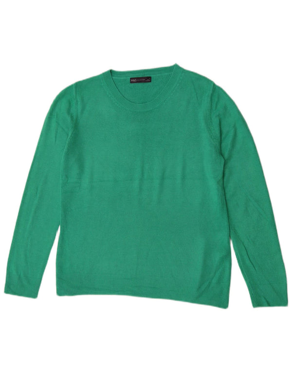 Marks & Spencer Womens Boat Neck Jumper Sweater UK 12 Medium Green Acrylic