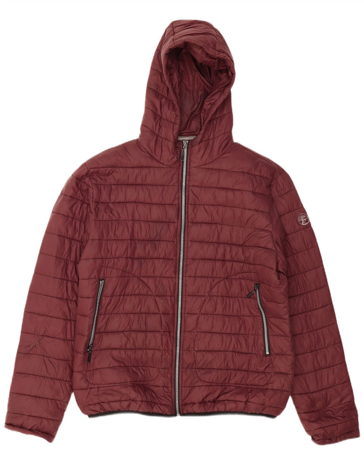 Carrera Mens Hooded Padded Jacket XL Burgundy Polyamide