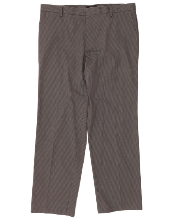 Dockers Mens Straight Chino Trousers W38 L32 Grey Pinstripe Cotton