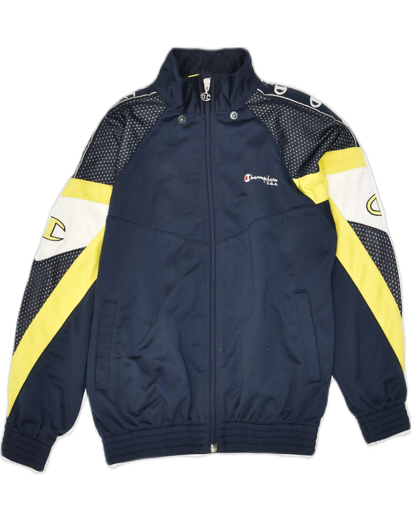 CHAMPION Boys Tracksuit Top Jacket 7-8 Years Navy Blue Colourblock | Vintage Champion | Thrift | Second-Hand Champion | Used Clothing | Messina Hembry 