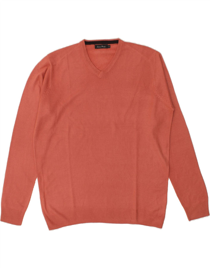 JAMES PRINGLE Mens V-Neck Jumper Sweater Medium Red Acrylic Vintage James Pringle and Second-Hand James Pringle from Messina Hembry 