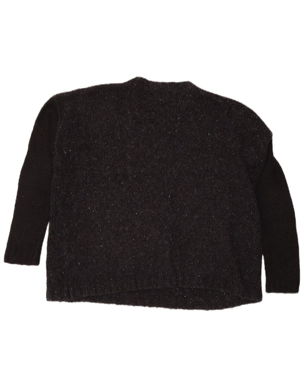Topshop Womens Oversized Crew Neck Jumper Sweater UK 10 Small Grey Flecked