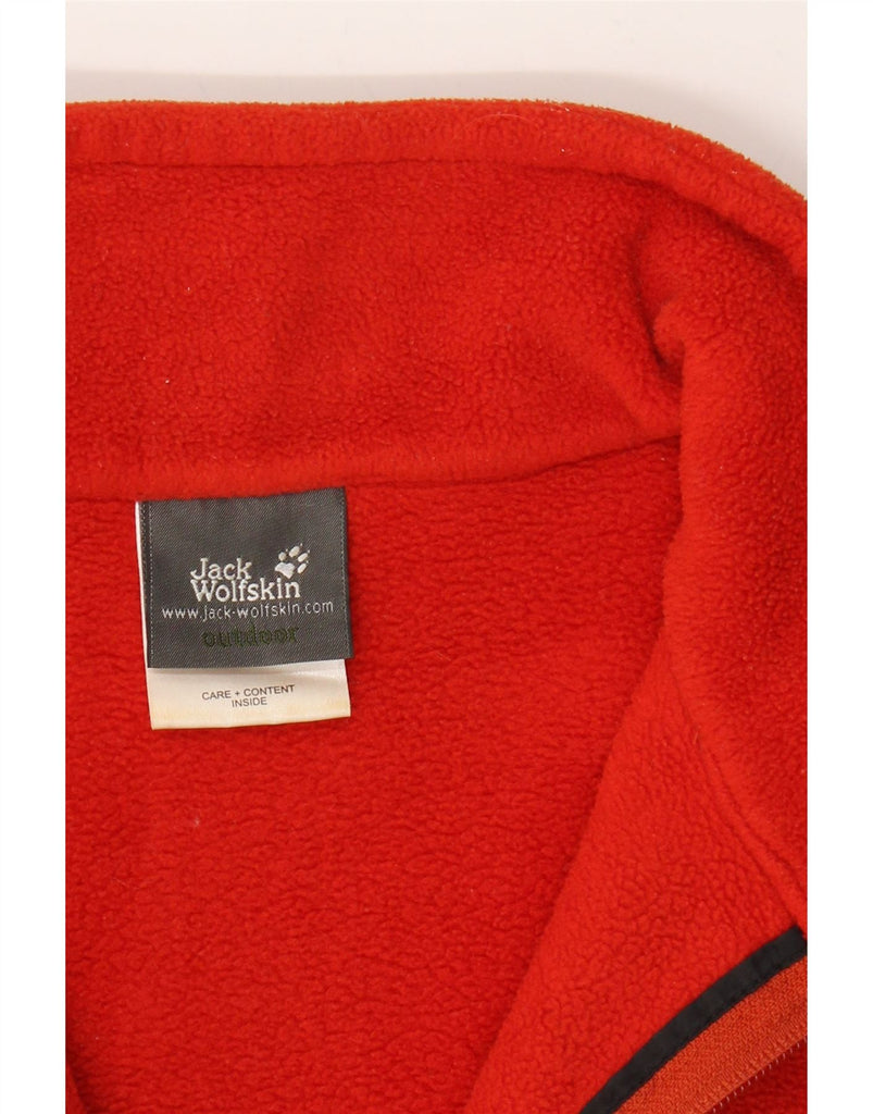JACK WOLFSKIN Mens Graphic Fleece Jumper Medium Red Polyester Vintage Jack Wolfskin and Second-Hand Jack Wolfskin from Messina Hembry 