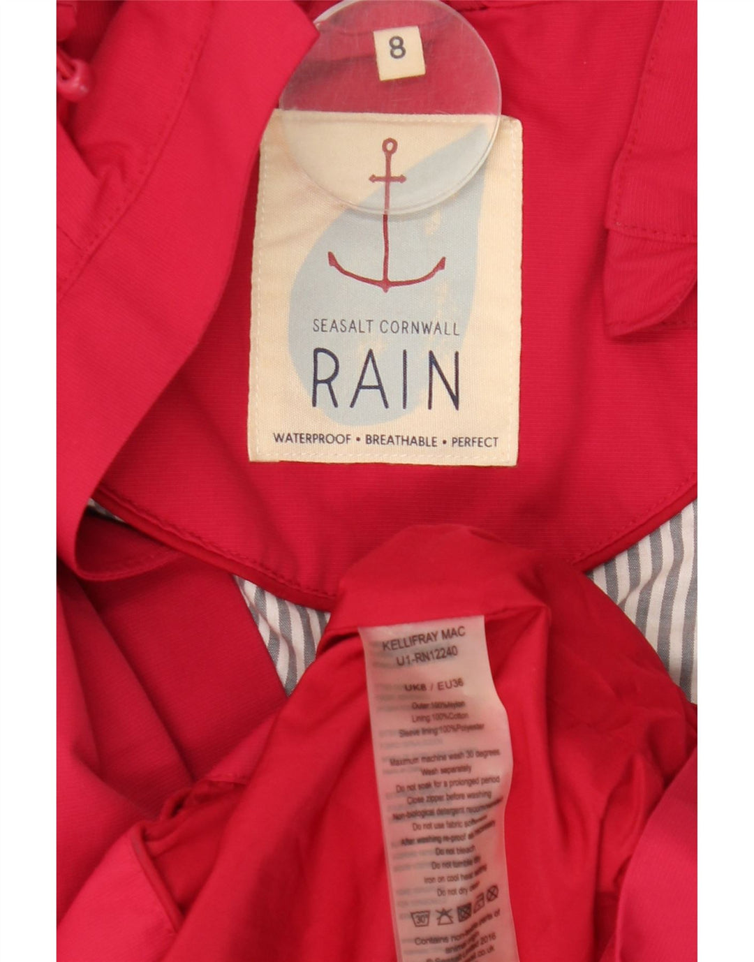 SEASALT CORNWALL Womens Hooded Raincoat UK 8 Small Pink Nylon