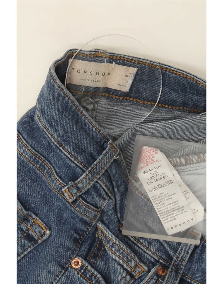 Topshop Womens Jamie Flared Jeans W24 L28 Blue Cotton