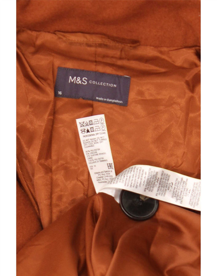 Marks & Spencer Womens Overcoat UK 16 Large Brown Polyester