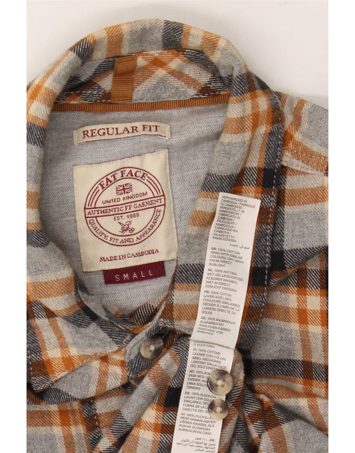 Fat Face Mens Regular Fit Flannel Shirt Small Grey Check Cotton