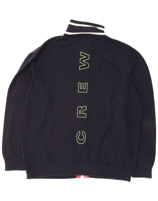 Murphy & Nye Mens Graphic Cardigan Sweater 2XL Navy Blue Cotton